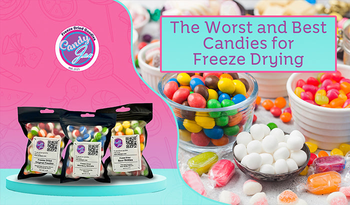 Freeze dried candies packets, featuring a mix of the best and worst options for this unique preservation technique.